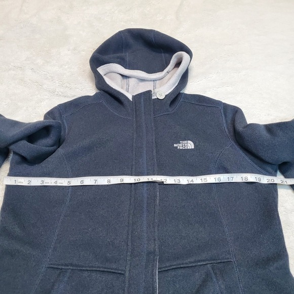The North Face Gray Knit Cozy Casual Fleece Lined Full Zip Hoodie Jacket Large - Picture 7 of 9